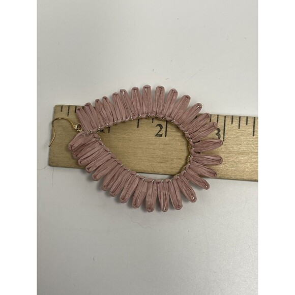 Natasha Beaded Raffia Large Teardrop Statement Earrings In Dusty Rose New - Picture 7 of 7